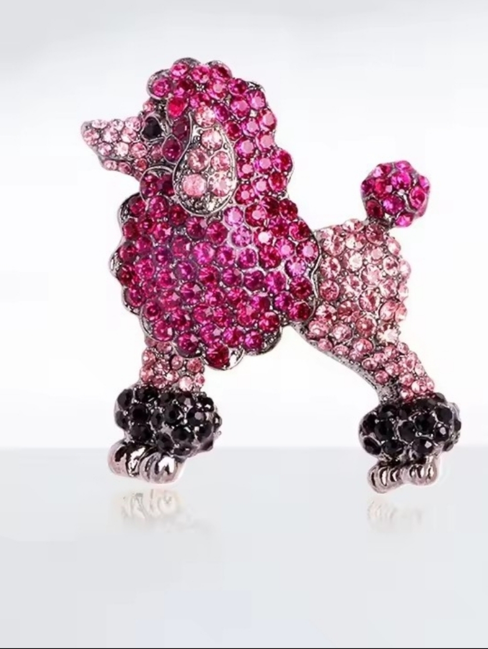 Poodle Dog Sparkling Rhinestone Brooch